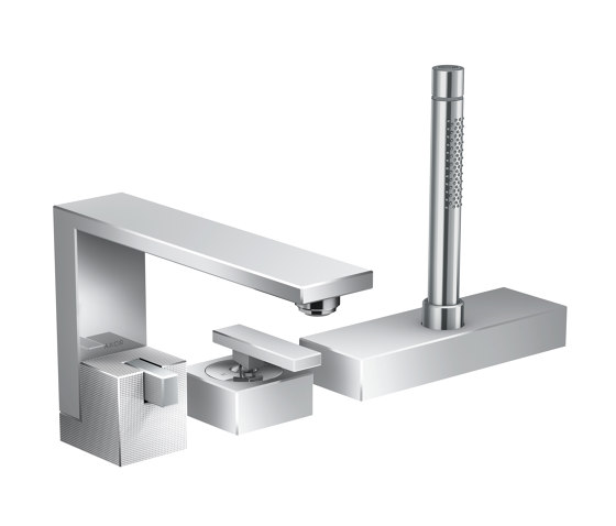 AXOR Edge | 3-hole rim mounted single lever bath mixer - diamond cut | Grifería para lavabos | AXOR