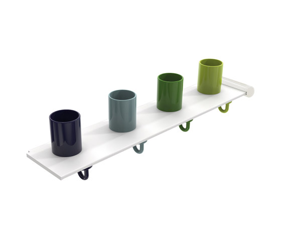 Extension set tumbler rack with hooks, 4 places | 800.03.410 | Towel rails | HEWI