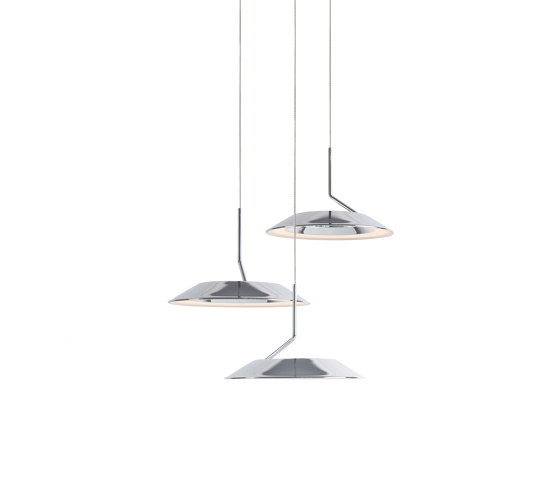 Royyo Pendant (Circular with 3 pendants), Chrome, Matte White Canopy | Suspended lights | Koncept
