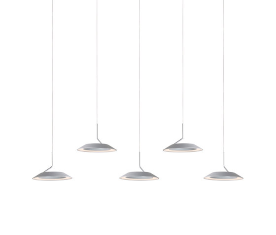 Royyo Pendant (linear with 5 pendants), Silver, Silver Canopy | Suspensions | Koncept