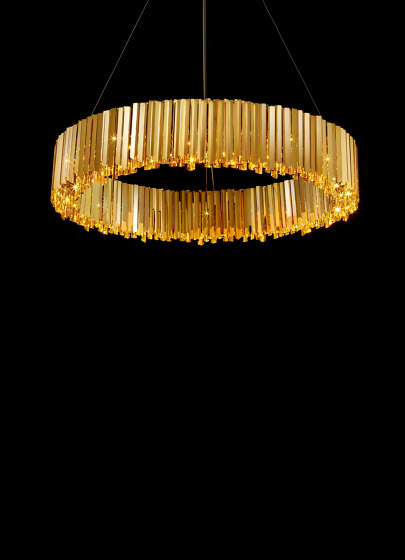 Facet Chandelier polished gold | Suspended lights | Tom Kirk Lighting
