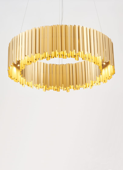 Facet Chandelier satin gold | Suspended lights | Tom Kirk Lighting