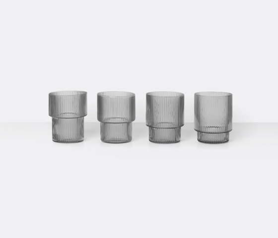 Ripple Glasses - Set of 4 - Smoked Grey | Bicchieri | ferm LIVING