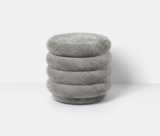 Pouf - Round - Faded Velvet - Small - Concrete 17 | Poufs | ferm LIVING