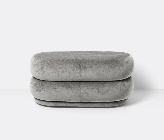 Pouf - Oval - Faded Velvet - Medium - Concrete 17 | Poufs | ferm LIVING