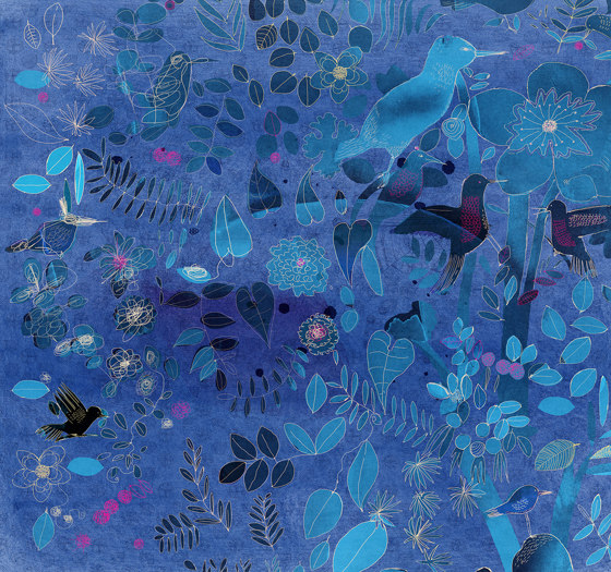 Watercolor and nature in blue | Revêtements muraux / papiers peint | WallPepper/ Group