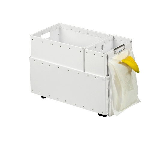 Recycling box Double with clips and wheels, white | Waste baskets | BIARO