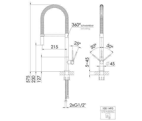 100 1495 Single lever sink mixer | Kitchen taps | Steinberg