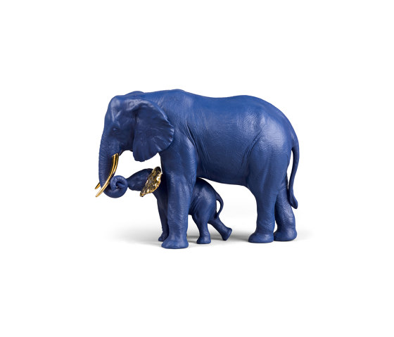 Bold Blue Collection | Leading The Way Elephants Sculpture | Limited Edition | Oggetti | Lladró
