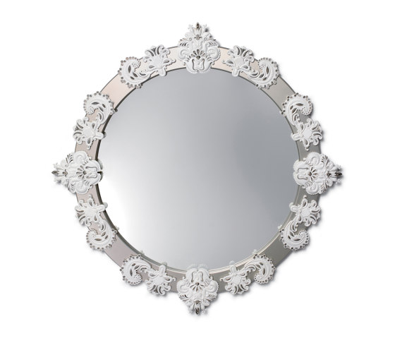 Mirrors | Round Large Wall Mirror | Silver Lustre and White | Limited Edition | Spiegel | Lladró