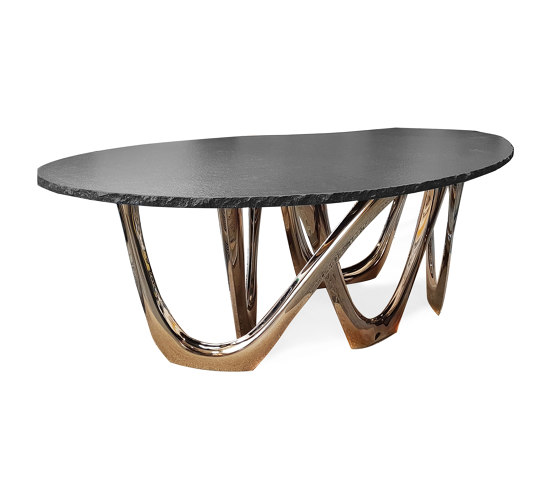 G-Table With Flamed Gold Base And Granite Top | Mesas comedor | Zieta