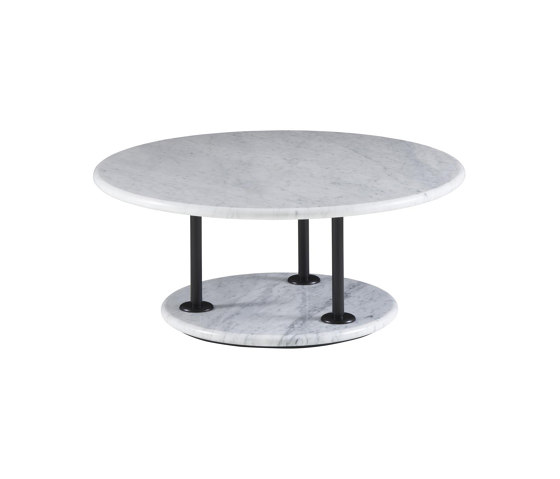 Astair | Tavolino Base In Acciaio Laccato Nero Piano Marmo Bianco | Tavolini bassi | Ligne Roset