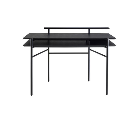 Clyde | Desk Top In Black Stained Oak Black Lacquered Steel Base | Desks | Ligne Roset