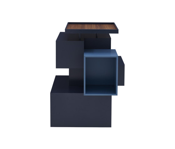 Stack | Rotating Unit Version 1 Bleu Nuit / Azur / Natural Walnut | Shelving | Ligne Roset