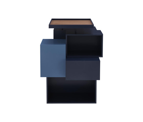 Stack | Mueble Giratorio Version 1 Bleu Nuit / Azur / Nogal Natural | Estantería | Ligne Roset