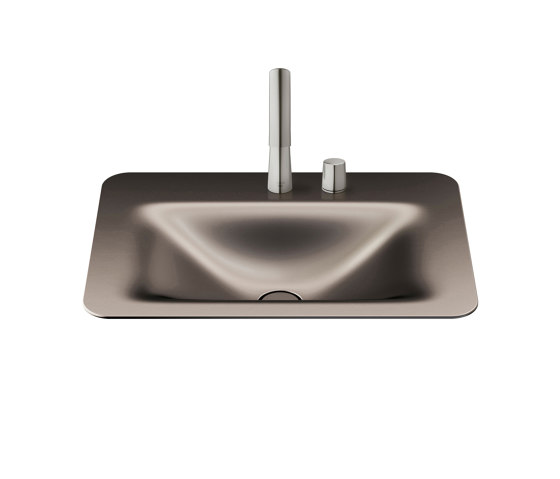 BASINS | 660 mm countertop washbasin for 2-hole basin mixer | Dark Metallic | Wash basins | Armani Roca