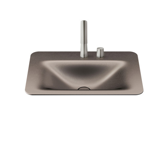 BASINS | 660 mm countertop washbasin for 2-hole basin mixer | Shagreen Dark Metallic | Wash basins | Armani Roca