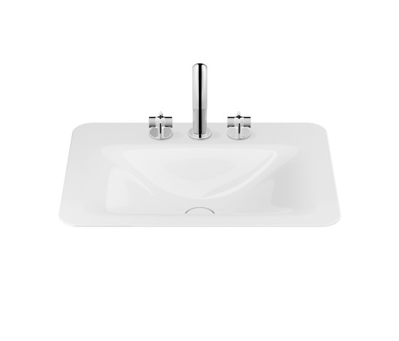 BASINS | 660 mm countertop washbasin for 3-hole basin mixer | Glossy White | Wash basins | Armani Roca