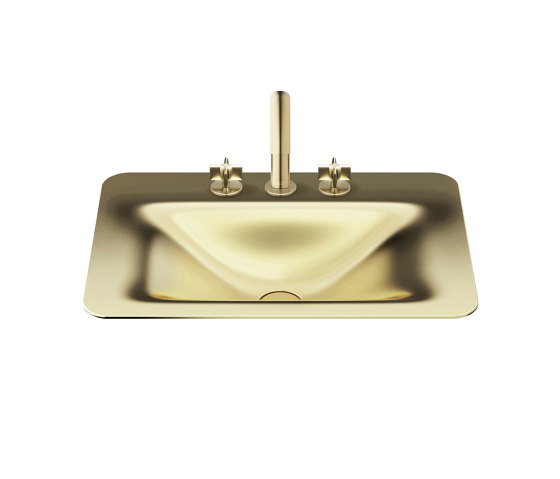 BASINS | 660 mm countertop washbasin for 3-hole basin mixer | Matt Gold | Wash basins | Armani Roca