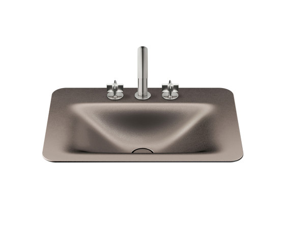 BASINS | 660 mm countertop washbasin for 3-hole basin mixer | Shagreen Dark Metallic | Wash basins | Armani Roca