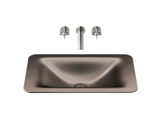 BASINS | 660 mm countertop washbasin for wall-mounted basin mixer | Dark Metallic | Wash basins | Armani Roca