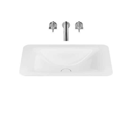 BASINS | 660 mm countertop washbasin for wall-mounted basin mixer | Glossy White | Wash basins | Armani Roca