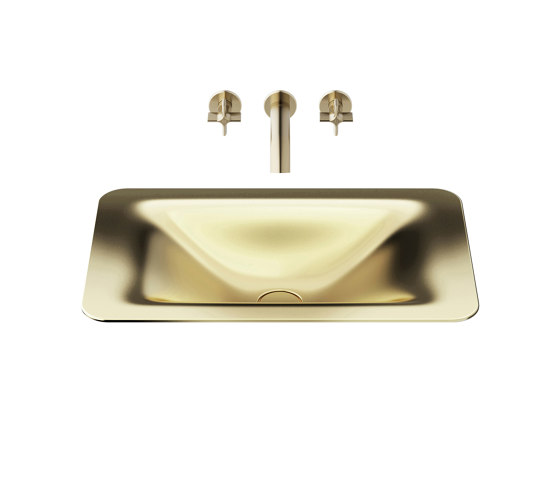 BASINS | 660 mm countertop washbasin for wall-mounted basin mixer | Matt Gold | Wash basins | Armani Roca