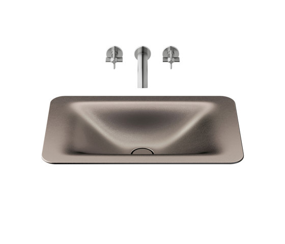 BASINS | 660 mm countertop washbasin for wall-mounted basin mixer | Shagreen Dark Metallic | Wash basins | Armani Roca