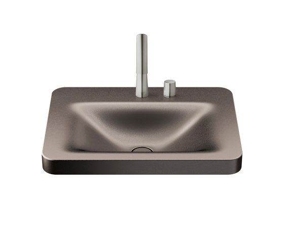 BASINS | 660 mm over countertop washbasin for 2-hole basin mixer | Shagreen Dark Metallic | Wash basins | Armani Roca