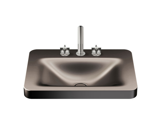 BASINS | 660 mm over countertop washbasin for 3-hole basin mixer | Dark Metallic | Wash basins | Armani Roca