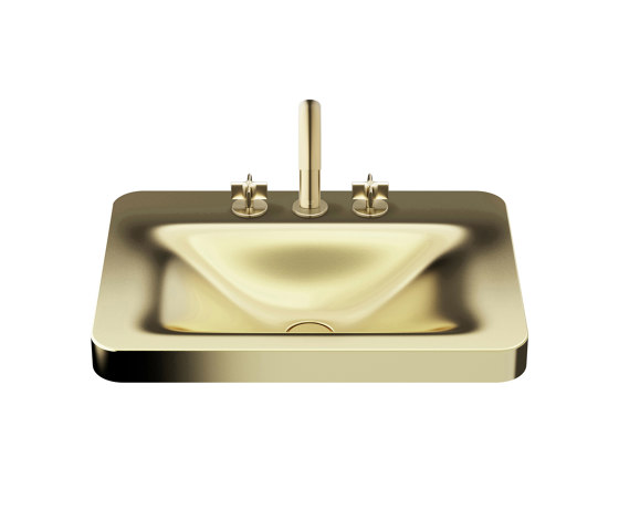 BASINS | 660 mm over countertop washbasin for 3-hole basin mixer | Matt Gold | Wash basins | Armani Roca