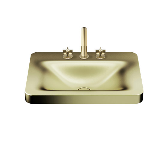 BASINS | 660 mm over countertop washbasin for 3-hole basin mixer | Shagreen Matt Gold | Wash basins | Armani Roca