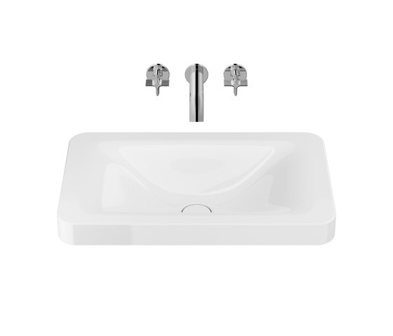 BASINS | 660 mm over countertop washbasin for wall-mounted basin mixer | Glossy White | Waschtische | Armani Roca