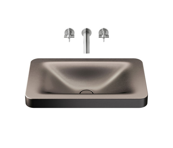 BASINS | 660 mm over countertop washbasin for wall-mounted basin mixer | Shagreen Dark Metallic | Waschtische | Armani Roca