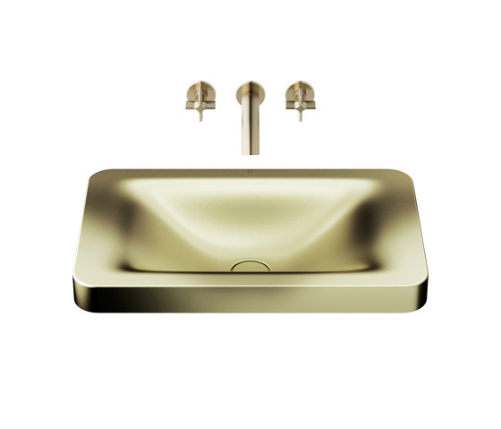 BASINS | 660 mm over countertop washbasin for wall-mounted basin mixer | Shagreen Matt Gold | Wash basins | Armani Roca