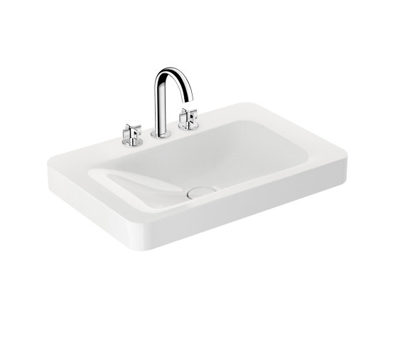 BASINS | 750 mm wall-hung or pedestal washbasin for 3-hole basin mixer | Glossy White | Wash basins | Armani Roca