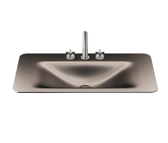 BASINS | 900 mm countertop washbasin for 3-hole basin mixer | Dark Metallic | Wash basins | Armani Roca