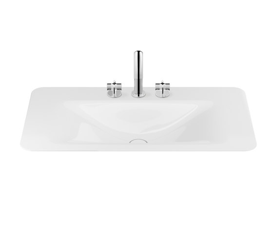BASINS | 900 mm countertop washbasin for 3-hole basin mixer | Glossy White | Wash basins | Armani Roca