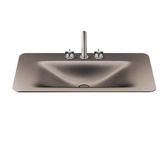 BASINS | 900 mm countertop washbasin for 3-hole basin mixer | Shagreen Dark Metallic | Wash basins | Armani Roca