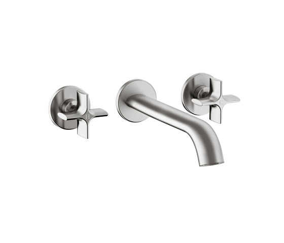 FAUCETS | 3-hole built-in basin mixer with 230 mm spout | Brushed Steel | Waschtischarmaturen | Armani Roca