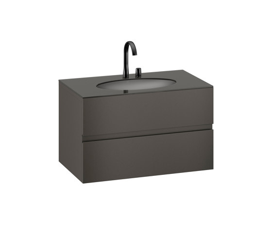 FURNITURE | Meuble suspendu de 1000 mm avec deux tiroirs pour vasque de 670 mm à encastrer par-dessous. | Nero | Meubles sous-lavabo | Armani Roca