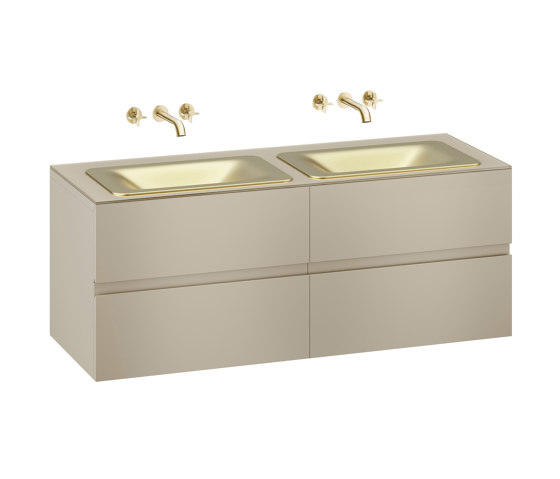 FURNITURE | 1550 mm wall-hung furniture for  2 countertop washbasins and wall-mounted basin mixers | Greige | Vanity units | Armani Roca