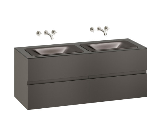 FURNITURE | 1550 mm wall-hung furniture for  2 countertop washbasins and wall-mounted basin mixers | Nero | Waschtischunterschränke | Armani Roca