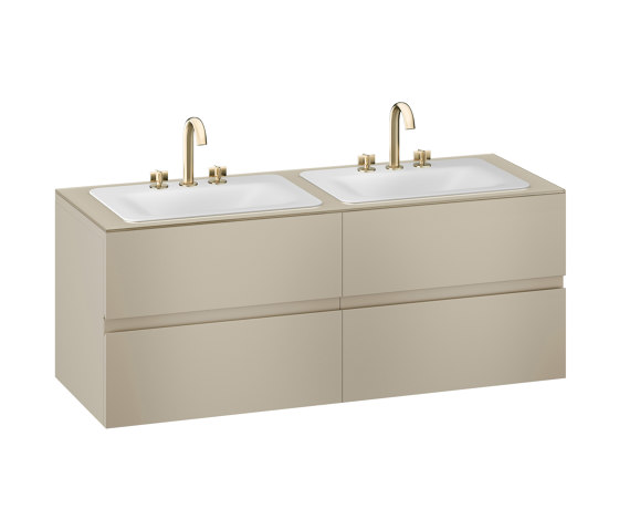 FURNITURE | 1550 mm wall-hung furniture for 2 countertop washbasins and deck-mounted basin mixers | Greige | Waschtischunterschränke | Armani Roca