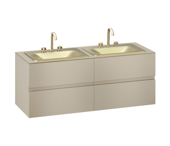 FURNITURE | 1550 mm wall-hung furniture for 2 countertop washbasins and deck-mounted basin mixers | Greige | Vanity units | Armani Roca