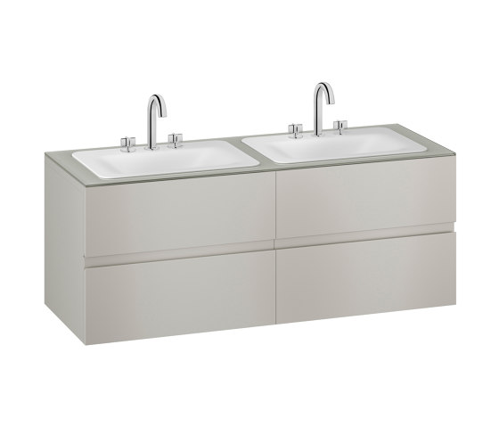 FURNITURE | 1550 mm wall-hung furniture for 2 countertop washbasins and deck-mounted basin mixers | Silver | Waschtischunterschränke | Armani Roca