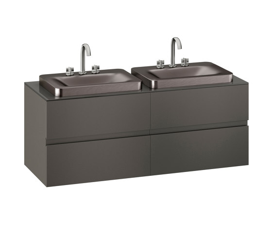 FURNITURE | 1550 mm wall-hung furniture for 2 over countertop washbasins and deck-mounted basin mixers | Nero | Waschtischunterschränke | Armani Roca