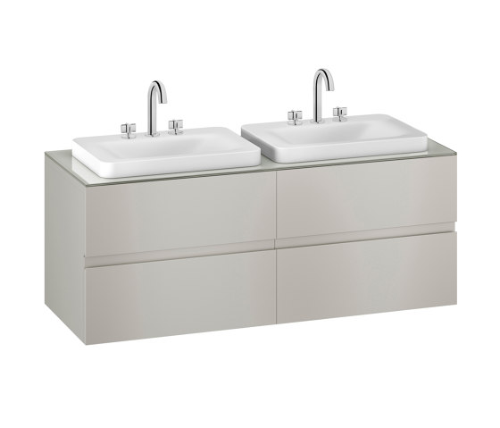 FURNITURE | 1550 mm wall-hung furniture for 2 over countertop washbasins and deck-mounted basin mixers | Silver | Waschtischunterschränke | Armani Roca