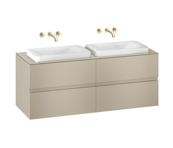 FURNITURE | 1550 mm wall-hung furniture for 2 over countertop washbasins and wall-mounted basin mixers | Greige | Waschtischunterschränke | Armani Roca
