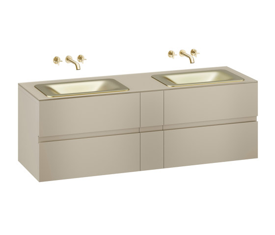 FURNITURE | 1800 mm wall-hung furniture for  2 countertop washbasins and wall-mounted basin mixers | Greige | Waschtischunterschränke | Armani Roca